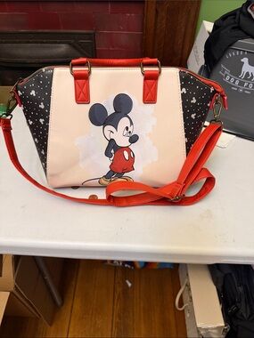 Loungefly Mickey Mouse Dome Satchel - Cream, Black & Red
